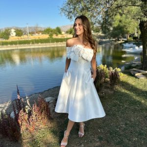 Straplez Üst Çiçekli Saten Keten Kısa Elbise